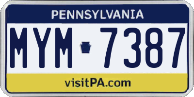 PA license plate MYM7387