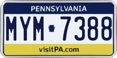 PA license plate MYM7388