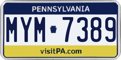 PA license plate MYM7389