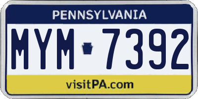 PA license plate MYM7392