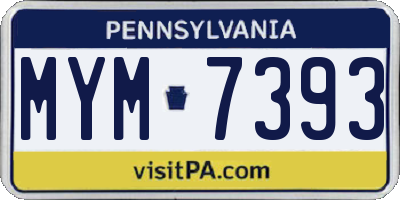 PA license plate MYM7393