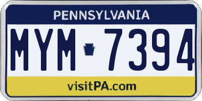 PA license plate MYM7394