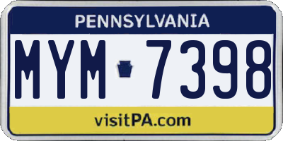 PA license plate MYM7398