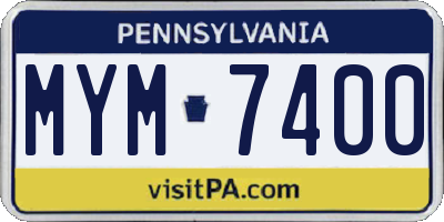 PA license plate MYM7400