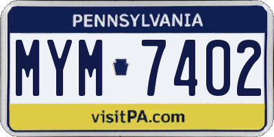 PA license plate MYM7402
