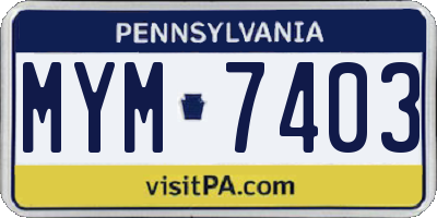 PA license plate MYM7403