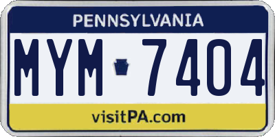 PA license plate MYM7404