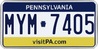PA license plate MYM7405