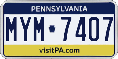 PA license plate MYM7407