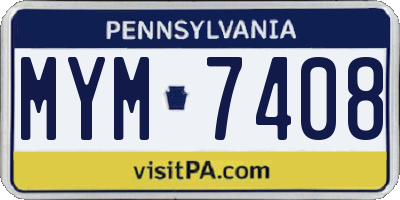 PA license plate MYM7408