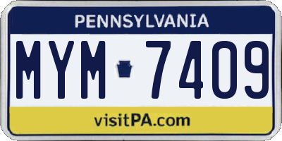 PA license plate MYM7409