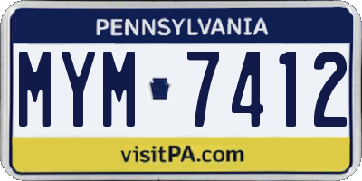 PA license plate MYM7412