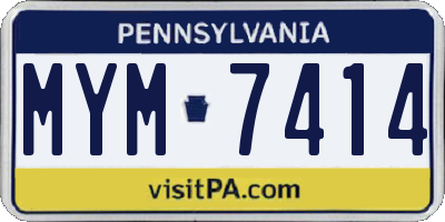PA license plate MYM7414