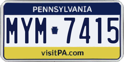 PA license plate MYM7415