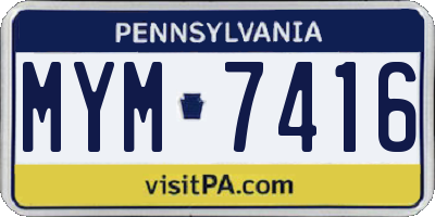PA license plate MYM7416