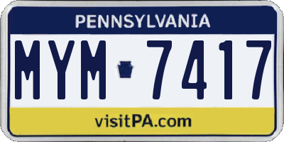 PA license plate MYM7417