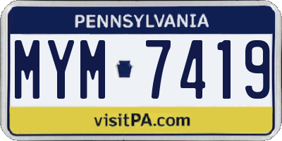 PA license plate MYM7419