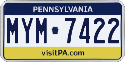 PA license plate MYM7422