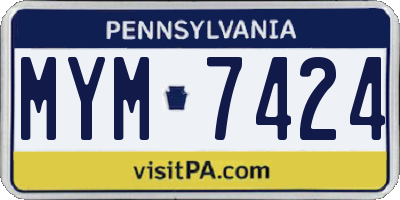 PA license plate MYM7424