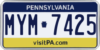 PA license plate MYM7425