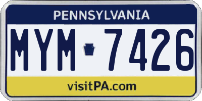 PA license plate MYM7426