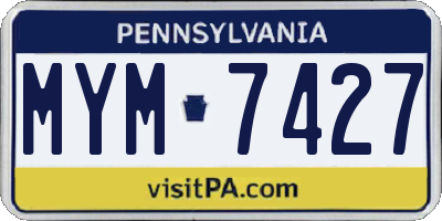 PA license plate MYM7427