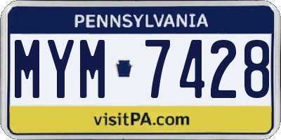 PA license plate MYM7428