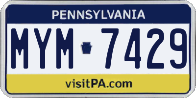 PA license plate MYM7429