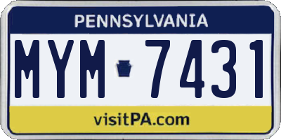 PA license plate MYM7431