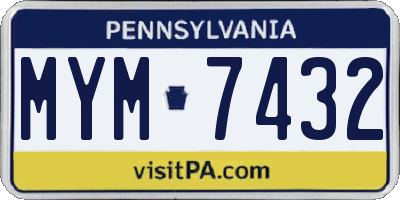 PA license plate MYM7432