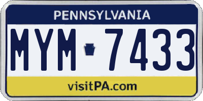 PA license plate MYM7433