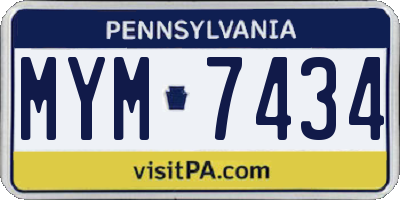 PA license plate MYM7434