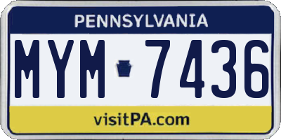 PA license plate MYM7436