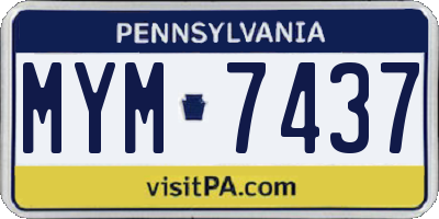 PA license plate MYM7437