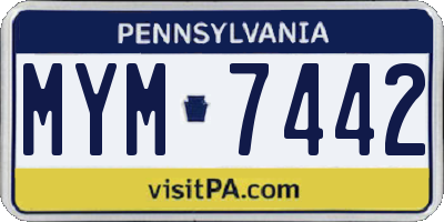 PA license plate MYM7442
