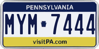PA license plate MYM7444