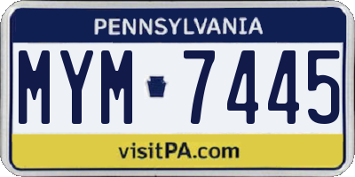 PA license plate MYM7445