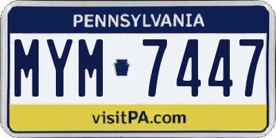 PA license plate MYM7447