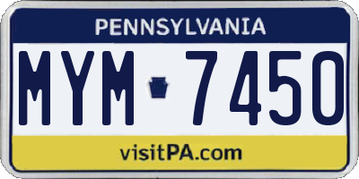 PA license plate MYM7450
