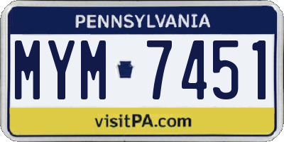 PA license plate MYM7451