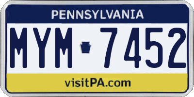 PA license plate MYM7452