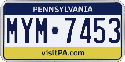 PA license plate MYM7453