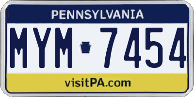 PA license plate MYM7454