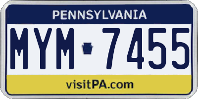 PA license plate MYM7455