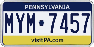 PA license plate MYM7457
