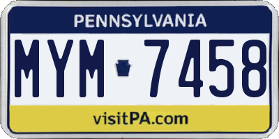 PA license plate MYM7458