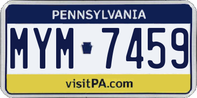 PA license plate MYM7459
