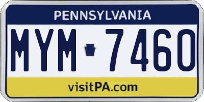 PA license plate MYM7460