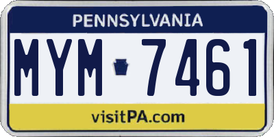 PA license plate MYM7461