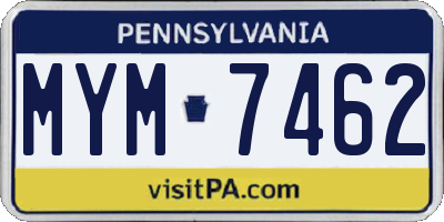 PA license plate MYM7462